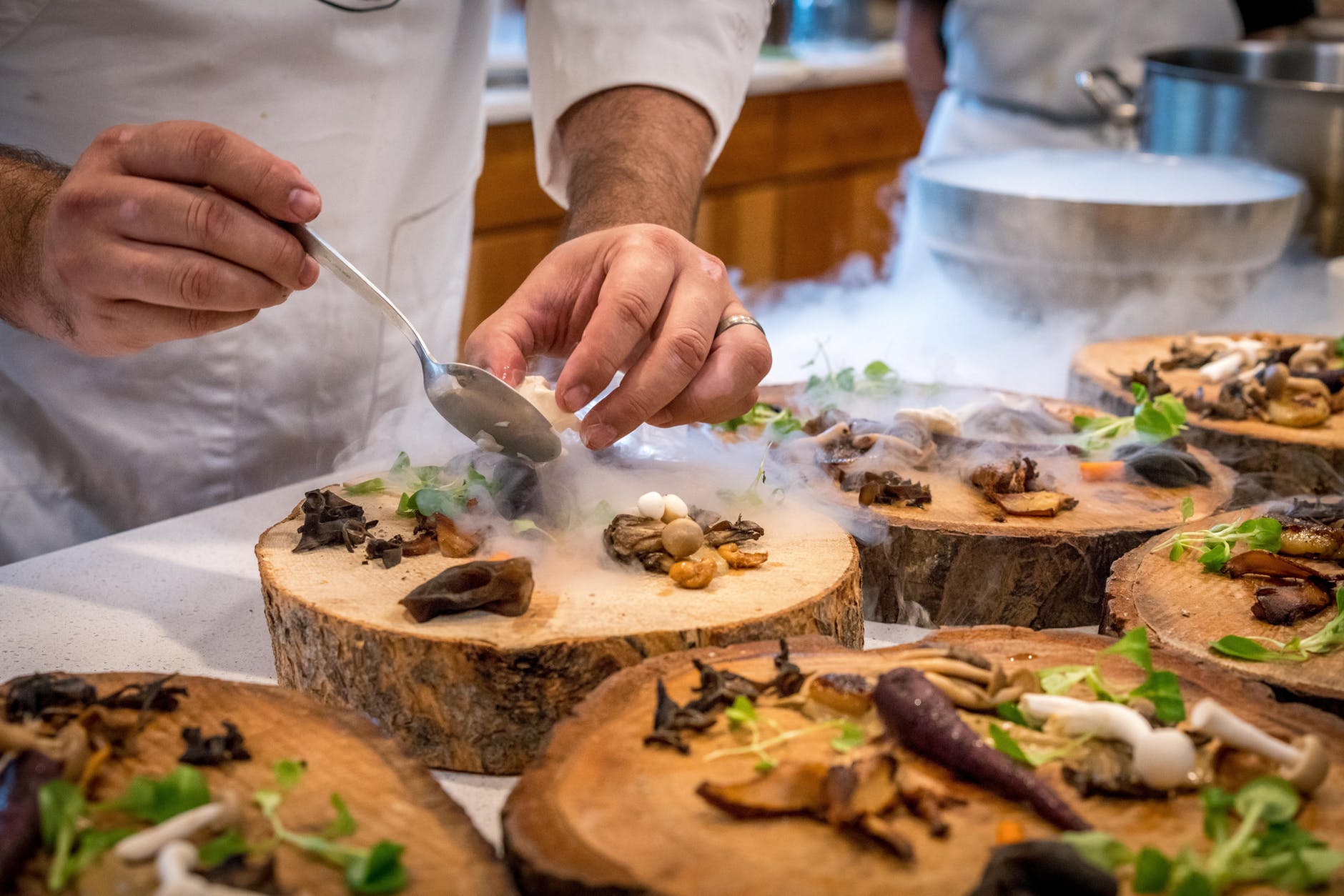 A person cooking in a restaurant