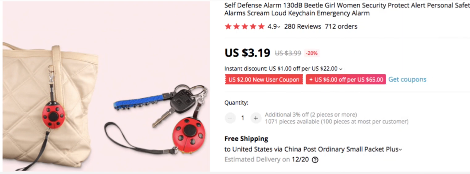alarm key chain